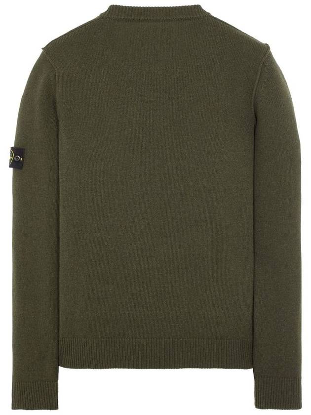 Logo Patch Crew Neck Wool Knit Top Khaiki - STONE ISLAND - BALAAN 5