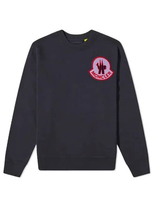 Genius Logo Crew Neck Sweatshirt Navy - MONCLER - BALAAN.