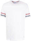 Textured Cotton Stripe Short Sleeve T-Shirt White - THOM BROWNE - BALAAN 2