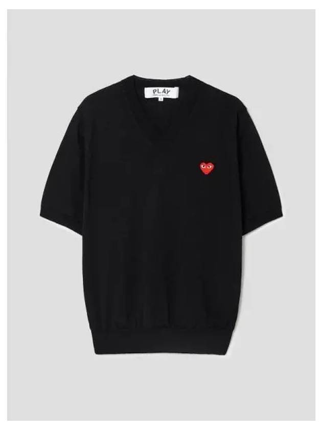 Red Heart Waffen Short Sleeve T Shirt Knit Sweater Black Domestic Product GM0024022710653 - COMME DES GARCONS PLAY - BALAAN 1