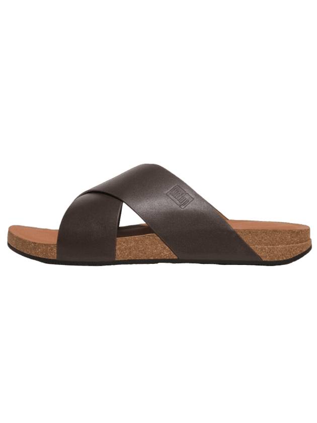 Eye Cushion Leather Cross Slippers Chocolate Brown - FITFLOP - BALAAN 1