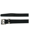 Silver Hardware Monogram Buckle Leather Belt Black - SAINT LAURENT - BALAAN.