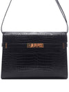 Manhattan Crocodile Effect Leather Shoulder Bag Black - SAINT LAURENT - BALAAN 3