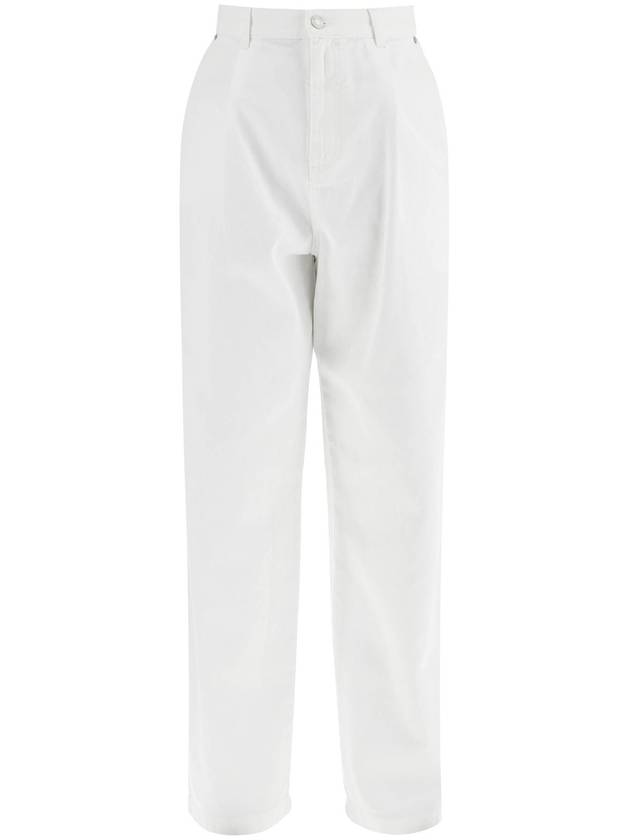 white cotton wide leg trousers - MOSCHINO - BALAAN 1