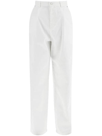 white cotton wide leg trousers - MOSCHINO - BALAAN 1