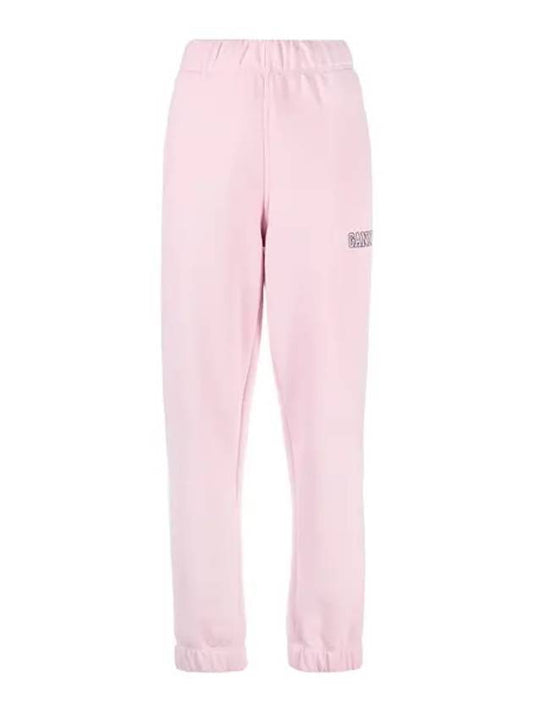 Side Logo Cotton JoGGer Track Pants Pink - GANNI - BALAAN 1