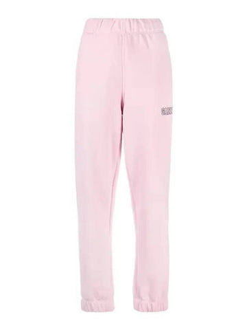 Side Logo Cotton JoGGer Track Pants Pink - GANNI - BALAAN 1