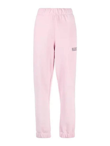 Side Logo Cotton JoGGer Track Pants Pink - GANNI - BALAAN 1