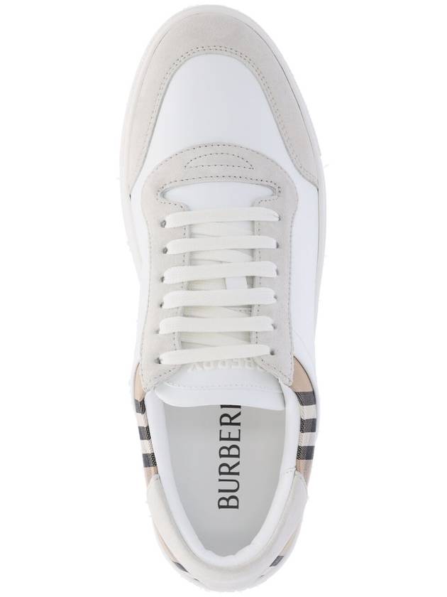 Check Leather Suede Sneakers Natural White Archive Beige - BURBERRY - BALAAN 6