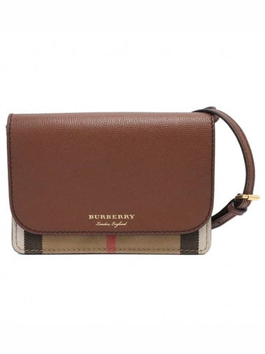 Women s Burberry 80463211 House Check Brown Calfskin Gold Plated New Hampshire WOC Cross Bag gt Gangbuk used luxury goods - BURBERRY - BALAAN 1