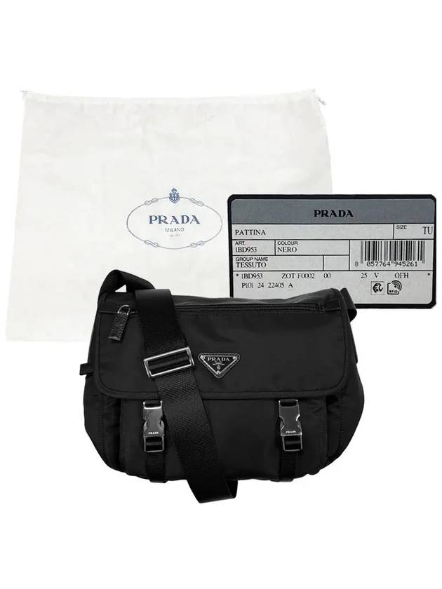 Triangular Logo Tessuto Messenger Bag Black - PRADA - BALAAN 10