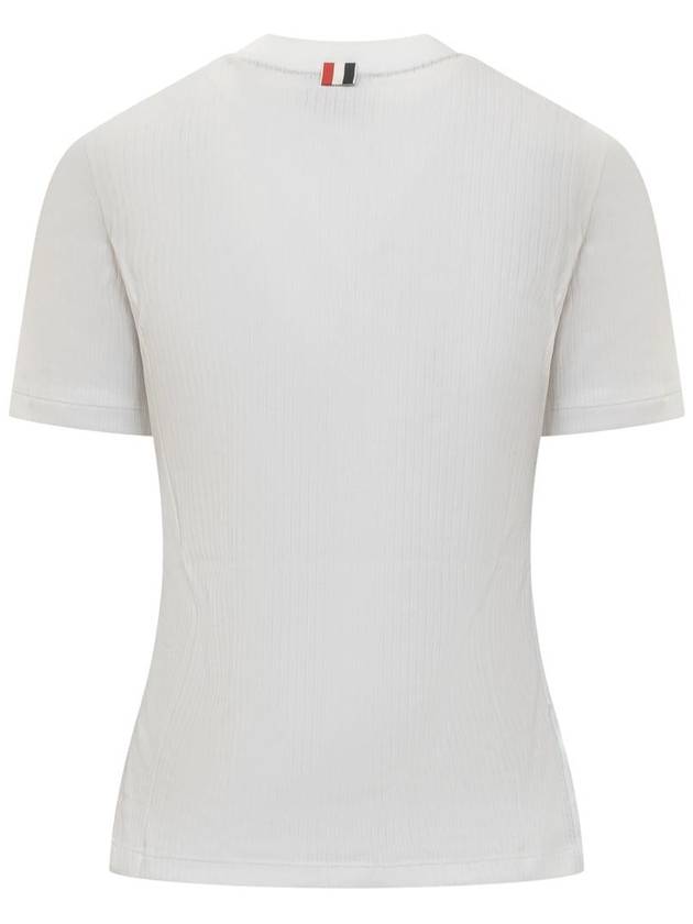 Women's High Twist Rip Stripe Short Sleeve T Shirt White - THOM BROWNE - BALAAN 3