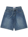 Bermuda belted washed denim shorts BLUE - WEST GRAND BOULEVARD - BALAAN 2