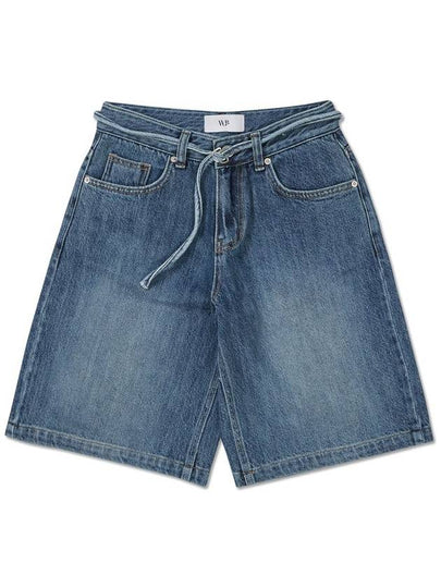 Bermuda belted washed denim shorts BLUE - WEST GRAND BOULEVARD - BALAAN 2