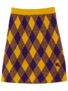 Argyle Check Pattern Knit A-Line Skirt Yellow - BURBERRY - BALAAN 1