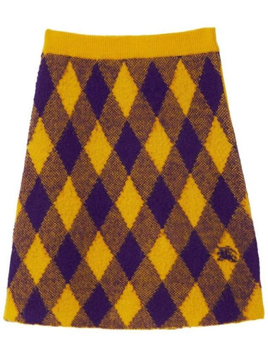 Argyle Check Pattern Knit A-Line Skirt Yellow - BURBERRY - BALAAN 1