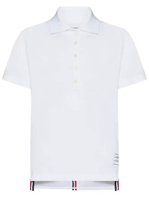 Classic Pique Center Back Stripe Relaxed Fit Short Sleeve Polo Shirt White - THOM BROWNE - BALAAN 2