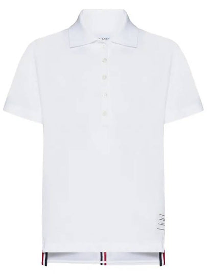 Classic Pique Center Back Stripe Relaxed Fit Short Sleeve Polo Shirt White - THOM BROWNE - BALAAN 2