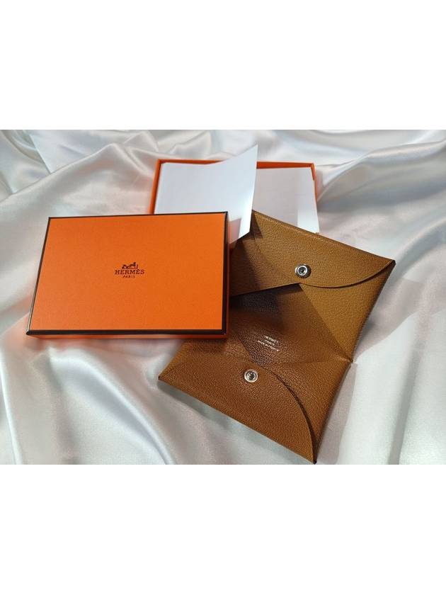 Calvi Card Holder Shamkilla Goatskin Palladium Hardware Bronze Dor H078382CKU8 - HERMES - BALAAN 6