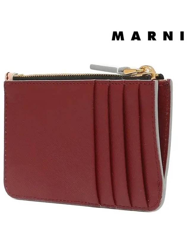 Saffiano Two-Tone Zipper Card Wallet Lily White Pale Peach - MARNI - BALAAN 4