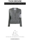 Sustainable Fine Merino Wool 4-Bar Relaxed Fit V-Neck Cardigan Medium Grey - THOM BROWNE - BALAAN 3