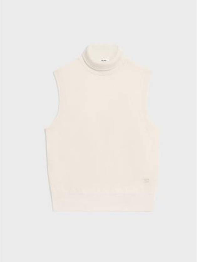 Triomphe Embroidered Turtleneck Sleeveless Off-White - CELINE - BALAAN 2