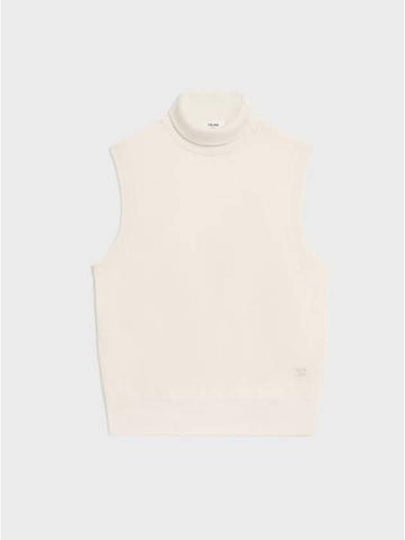 Triomphe Embroidered Turtleneck Sleeveless Off-White - CELINE - BALAAN 2