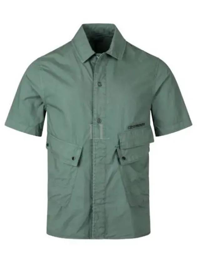 Cotton Popeline Pocket Short Sleeve Shirt Green - CP COMPANY - BALAAN 2