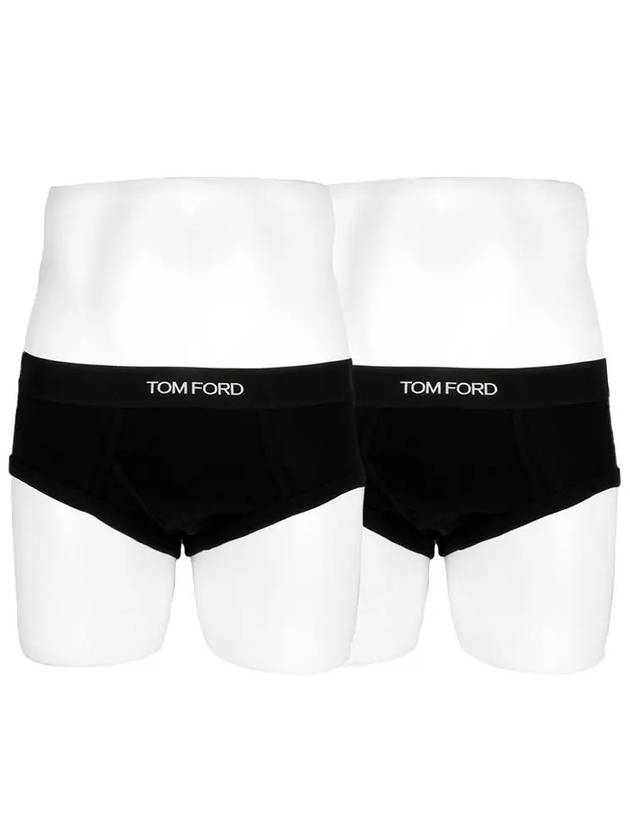 Men's Cotton Logo Waistband Briefs 2 Pack Black - TOM FORD - BALAAN 2