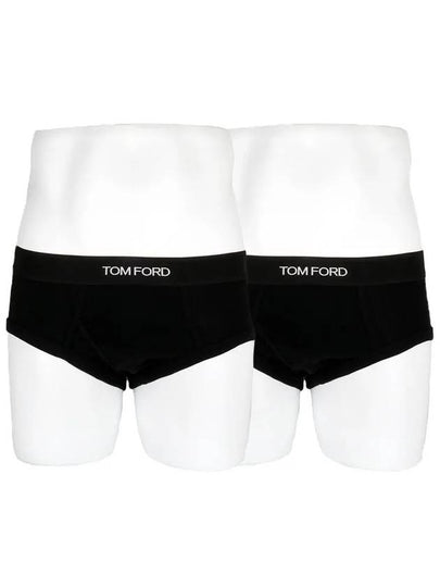 Men's Cotton Logo Waistband Briefs 2 Pack Black - TOM FORD - BALAAN 2