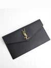 Uptown Grain de Poudre Embossed Leather Clutch Bag Black - SAINT LAURENT - BALAAN 4