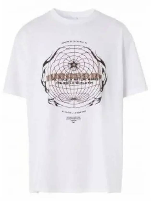 Globe Logo Graphic Short Sleeve T-Shirt White - BURBERRY - BALAAN 2