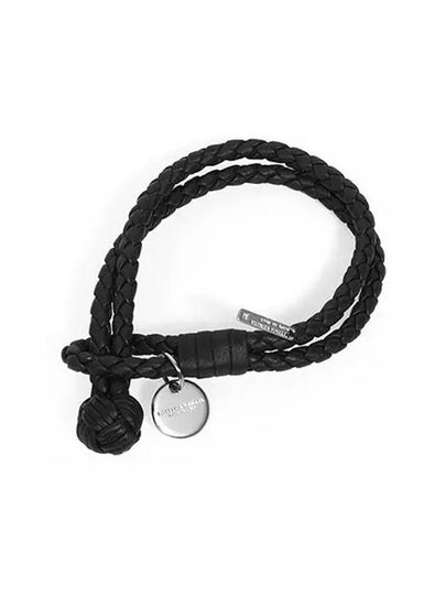 Intrecciato Double Leather Bracelet Black - BOTTEGA VENETA - BALAAN 2