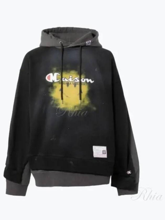 A10HD561 Black Graphic Print Hoodie - MIHARA YASUHIRO - BALAAN 1