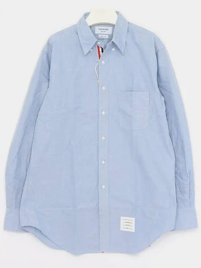 Men's Logo Patch Classic Cotton Long-Sleeved Shirt White Light Blue - THOM BROWNE - BALAAN 2