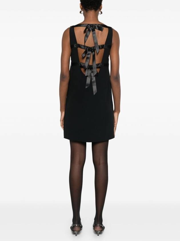 Logo plaque sleeveless short dress black - PRADA - BALAAN 6