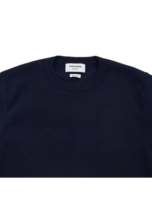 4 Bar Armband Milano Stitch Knit Top Navy - THOM BROWNE - BALAAN 4