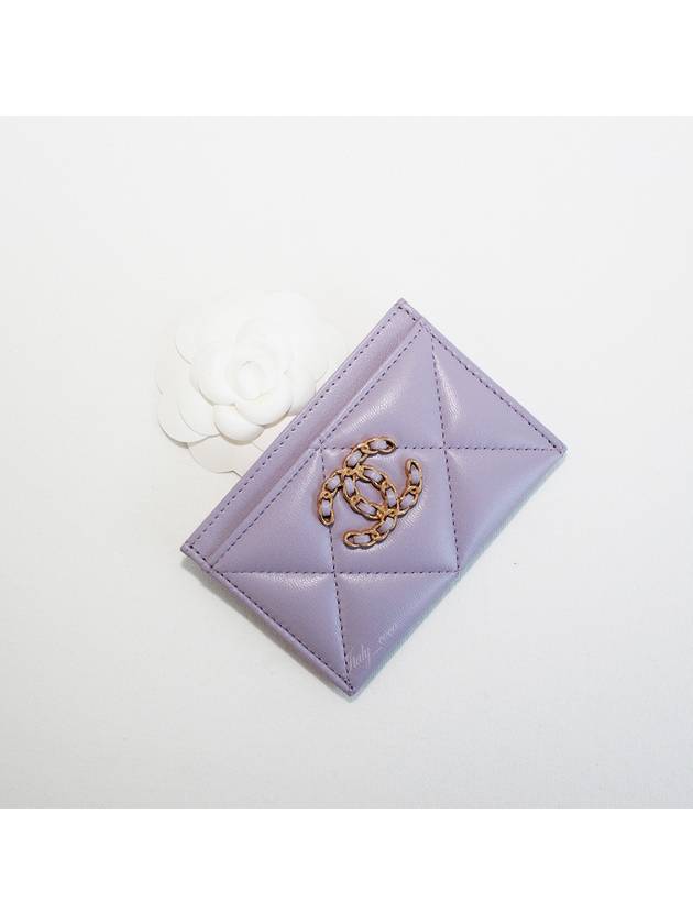 19 Gold Logo Lambskin Card Wallet Lilac - CHANEL - BALAAN 3