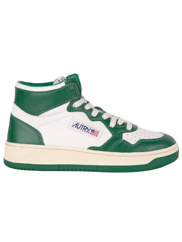 Women's Medalist Leather High Top Sneakers White Green - AUTRY - BALAAN 2