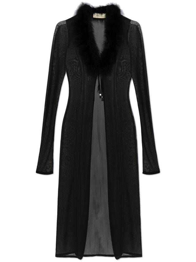 Blumarine Cardigan With Fur, Women's, Black - BLUMARINE - BALAAN 1