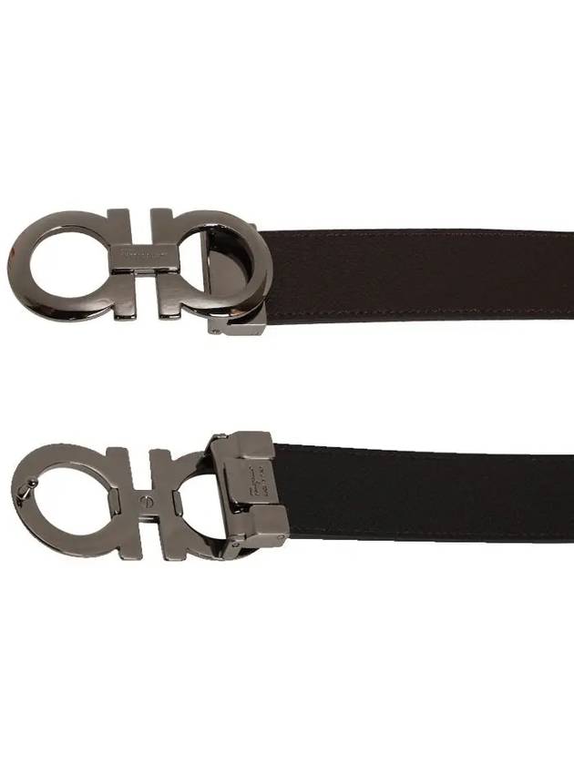 Gancini Reversible Adjustable Leather Belt Black - SALVATORE FERRAGAMO - BALAAN 4