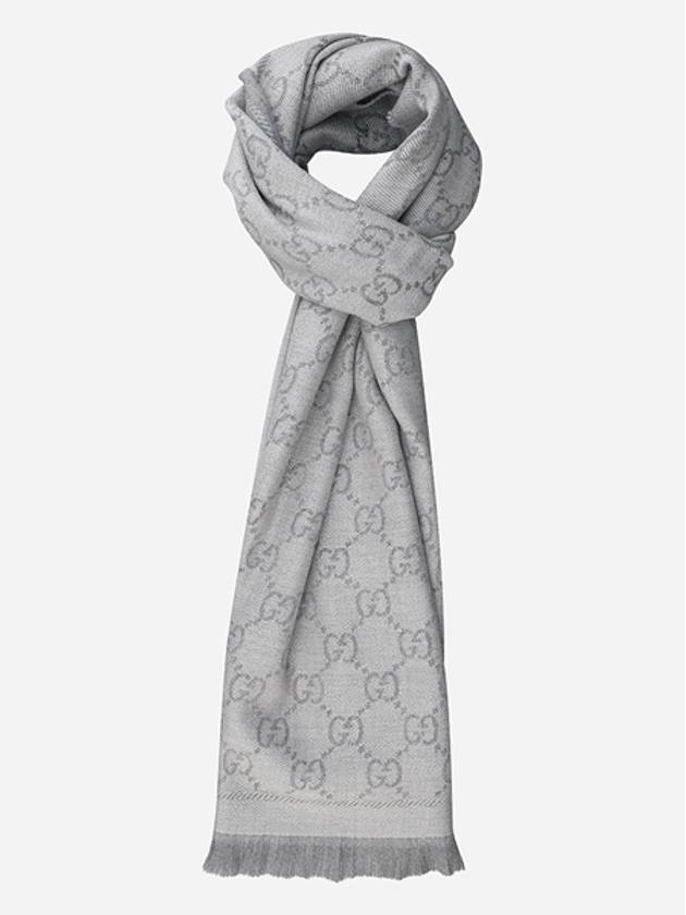 GG Jacquard Pattern Knit Muffler Grey - GUCCI - BALAAN 2