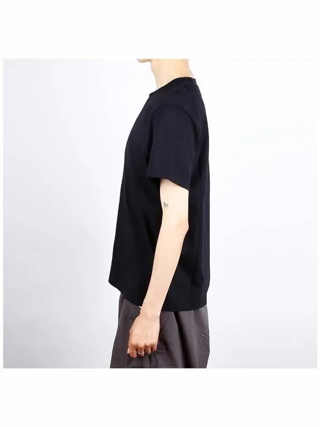 Tone On Tone Heart Logo Organic Cotton Short Sleeve T-Shirt Black - AMI - BALAAN 4