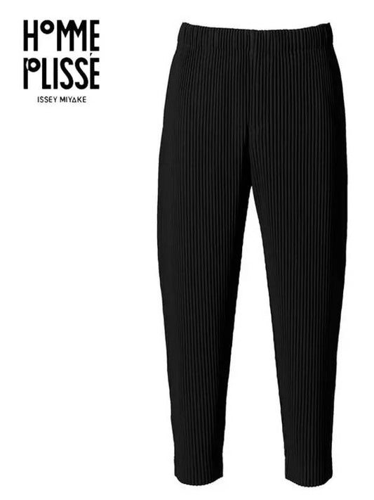 Men's Easy Fit Pleated Crop Straight Pants Black - ISSEY MIYAKE - BALAAN 2