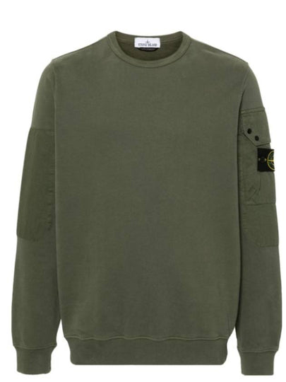 Brushed Organic Cotton Fleece Sweatshirt Green - STONE ISLAND - BALAAN 2