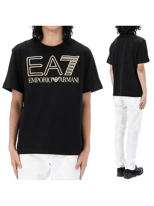 EA7 Big Logo Cotton Short Sleeve T-Shirt Black - EMPORIO ARMANI - BALAAN 1