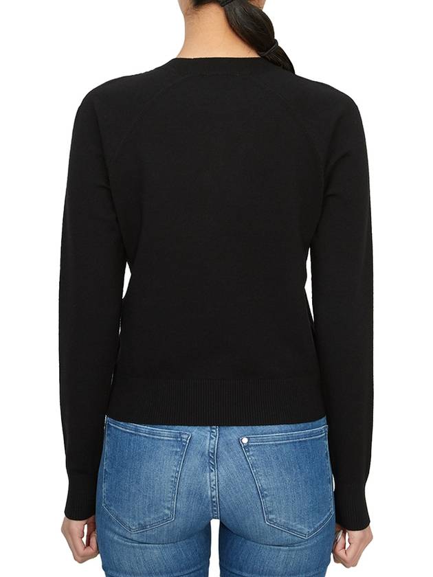 Embroidered Logo Wool Knit Top Black - PATOU - BALAAN 6