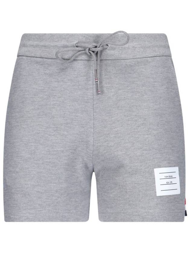 Women's Pique Stripe Rib Gusset Shorts Light Grey - THOM BROWNE - BALAAN 2