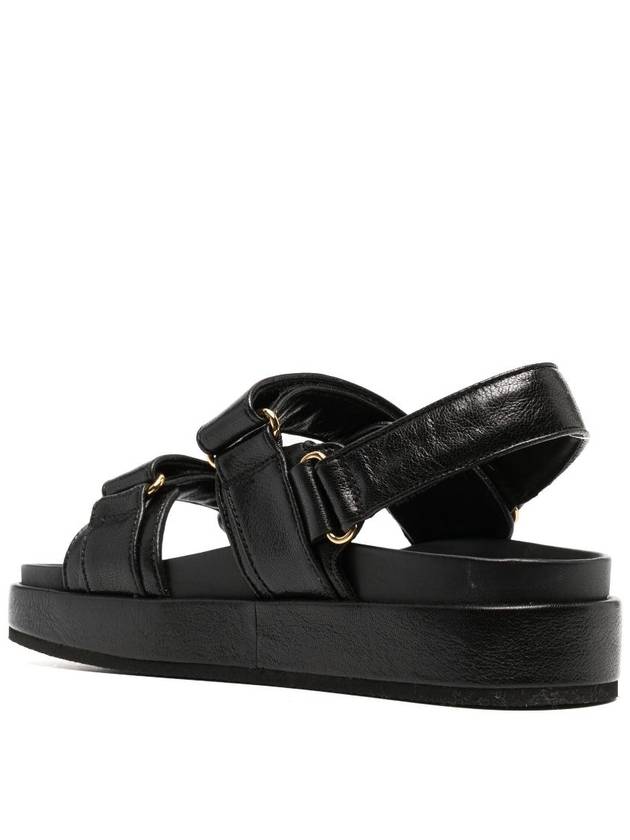 Kira Sports Logo Leather Sandals Black - TORY BURCH - BALAAN 3