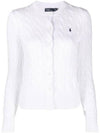 Women's Embroidered Logo Pony Cable Cardigan White - POLO RALPH LAUREN - BALAAN 1